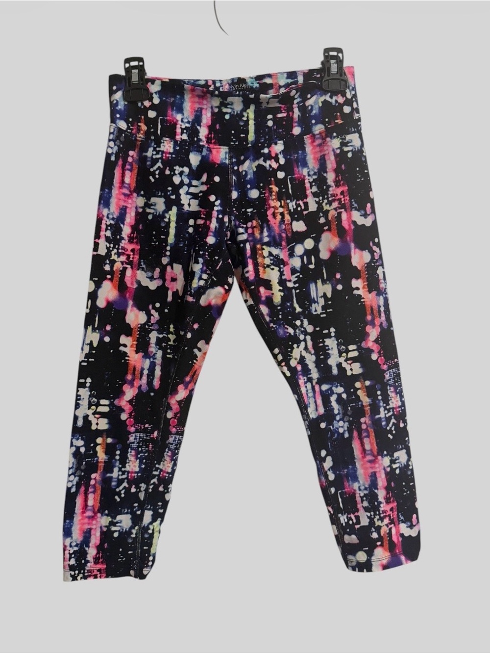 Calvin Klein Performance Black Multicolor Splash Print Kids Leggings
